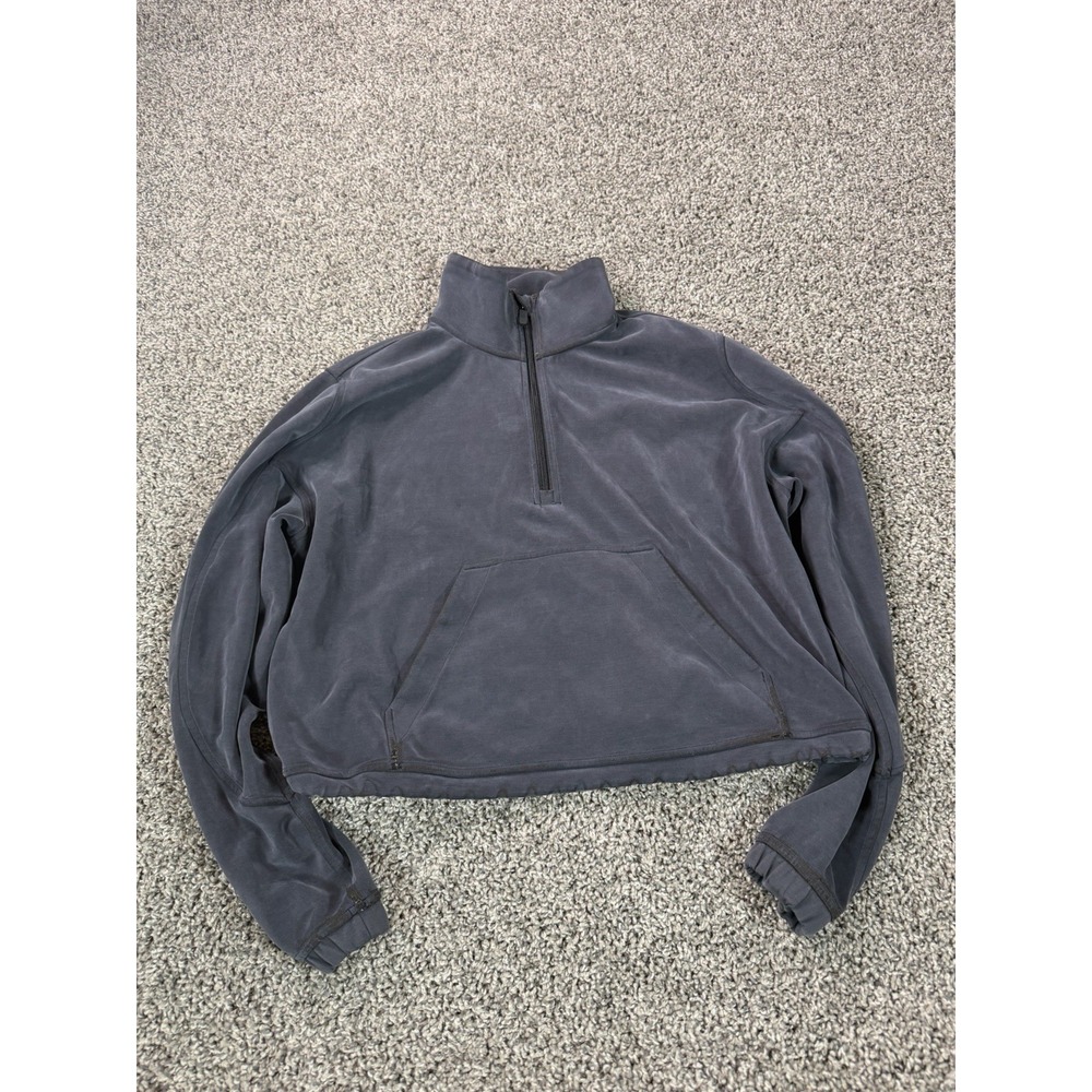 Lululemon Brushed Softstreme 1/2 Zip Hoodie Women's Size 8 Black